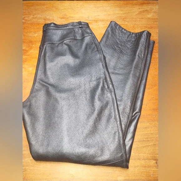 Black Genuine Leather Pants, 15-Inch Waist, 32-Inch Inseam, Old Mill, Un… - Picture 10 of 16